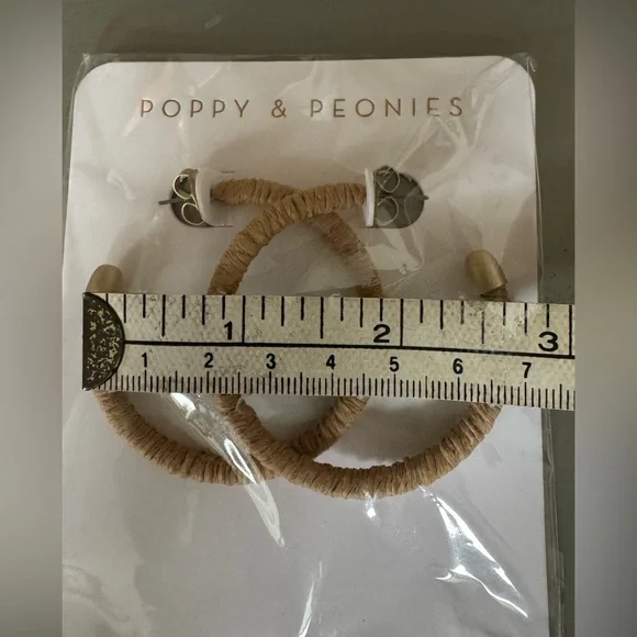 NWT - Poppy & Peonies Tan Hoop Earrings - Picture 3 of 5